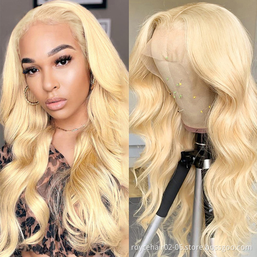 Raw Virgin Indian Hair Invisible Swiss Lace Wigs, 613 Blonde Body Wave HD Transparent 13x6 Lace Frontal Human Hair Wig
